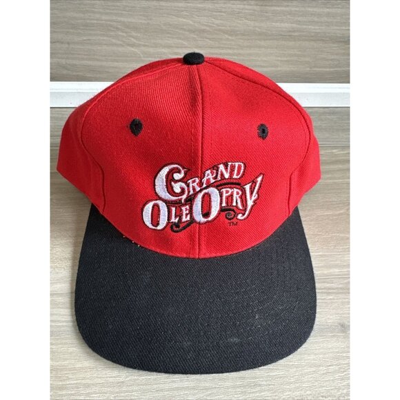 Vintage Grand Ole Opry Trucker Hat Snapback Cap 80s ‎ Black Red Country Music - Picture 1 of 12
